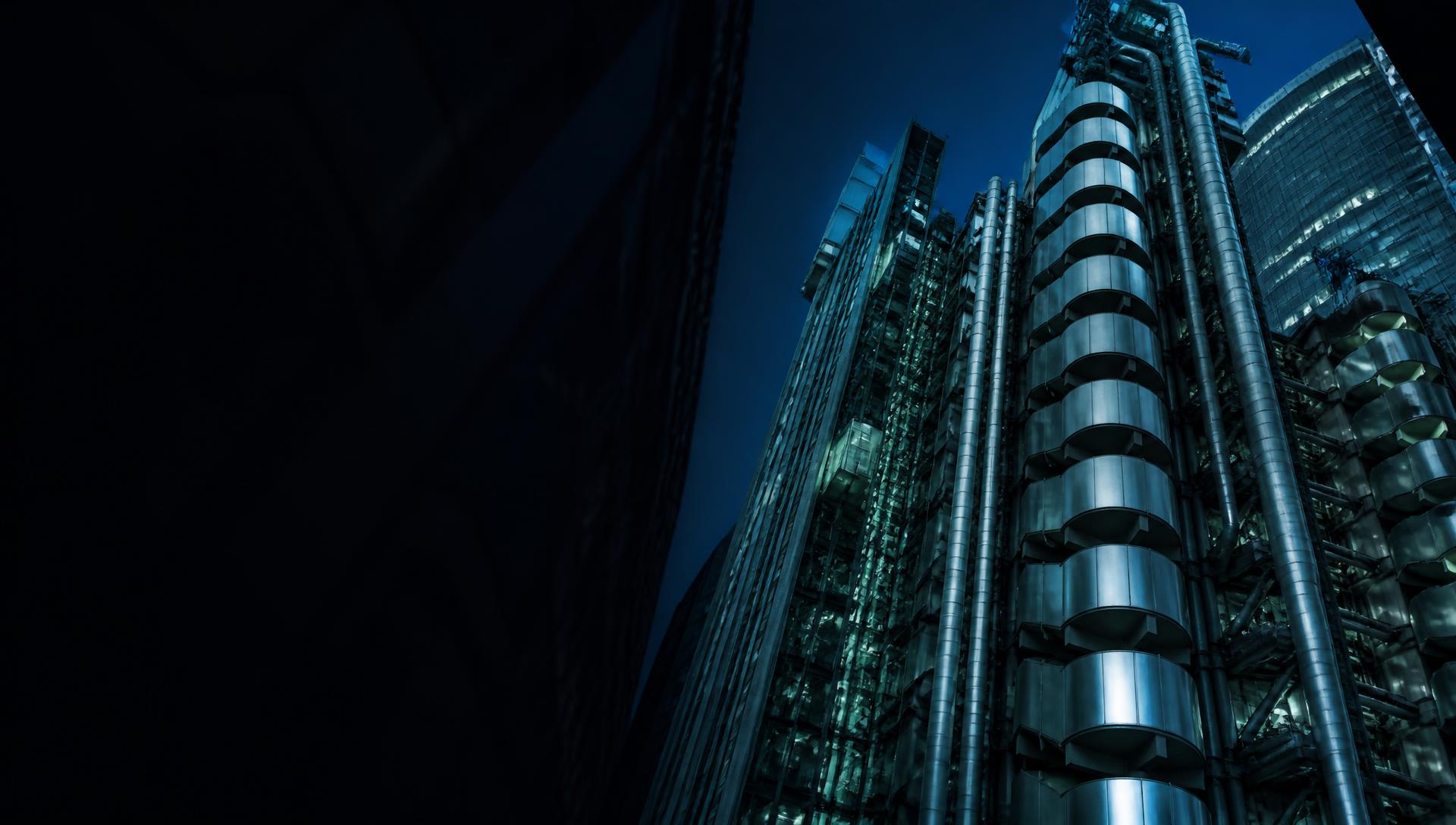 City of London insurance district architecture at blue hour