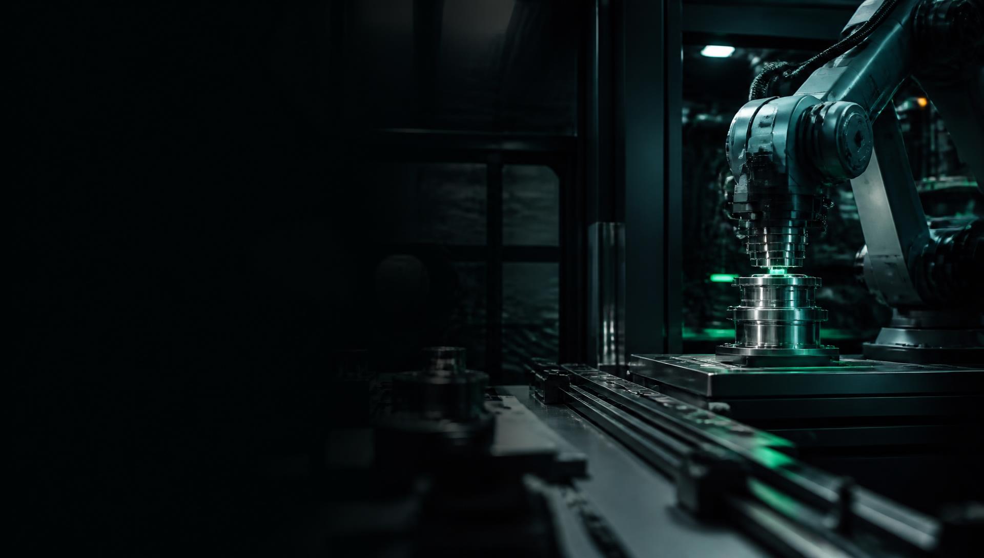 Precision robotic cell inside an advanced manufacturing plant